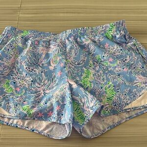 Lilly Pulitzer Blue and Pink Patterned luxletic shorts